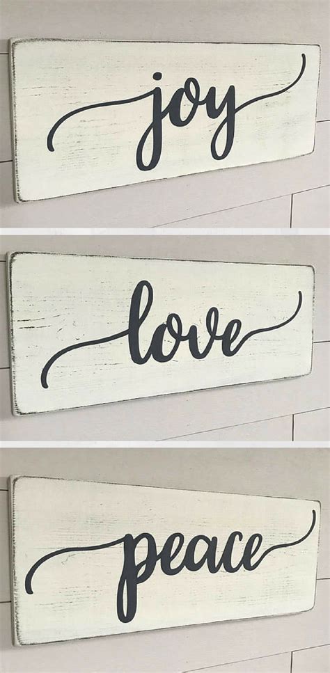 Rustic Wood Signs Love Joy Peace Signs Rustic Wall Decor Love