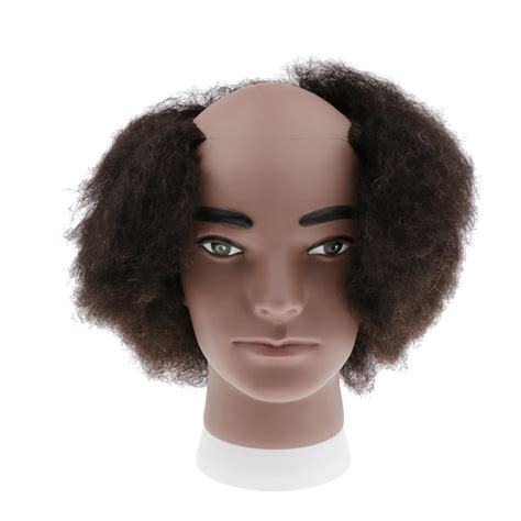 Premium Human Hair Male Bald Mannequin Head Curly Wig Display Styling