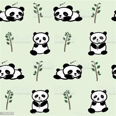 Pola Vektor Panda Yang Lucu Mulus Ilustrasi Stok Unduh Gambar