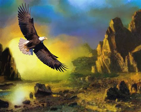Eagle Flying Over The Landscape By Natureworks