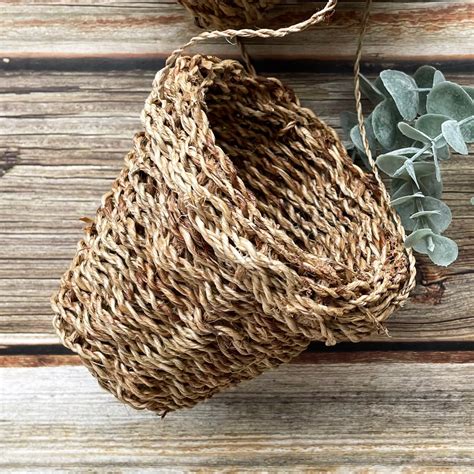 Jute Hanging Plant Pots Woven Basket Kit Of 3 Wall Plant Etsy