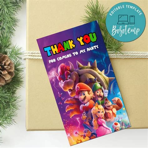 Super Mario Bros Thank You Tag Customizable Template Bobotemp