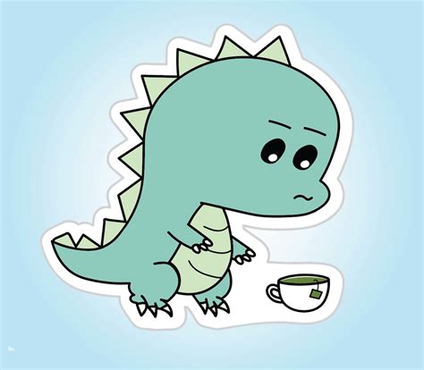 T Rex Tea Rex Dinosaur Cute Sticker Etsy T Rex Drawing T Rex Art