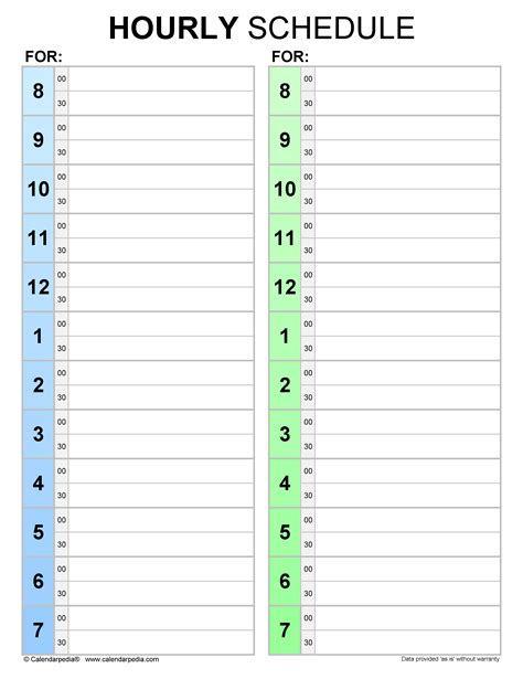 Free Hourly Schedules In Pdf Format 20 Templates