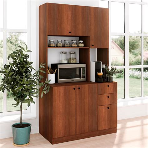 Living Skog Scandi Pantry Kitchen Storage Cabinet White Large For Microwave 