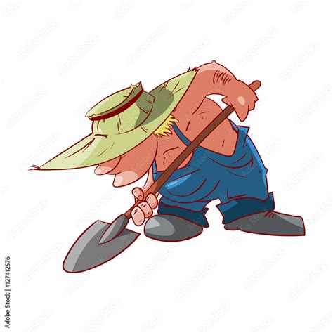 Colorful Vector Illustration Of A Cartoon Farmer Or Redneck Stock