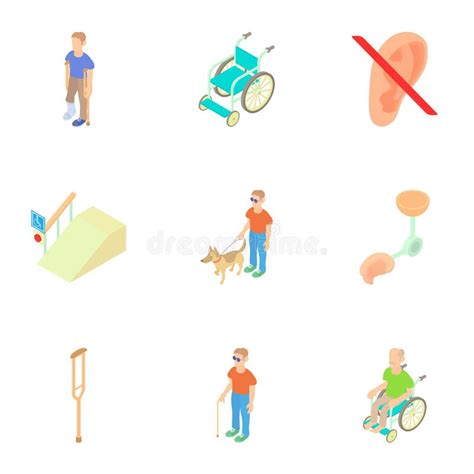 People With Special Needs Opportunities Icons Set Stock Vector