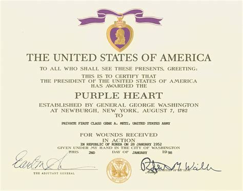 Filepurple Heart Certificate Wikimedia Commons