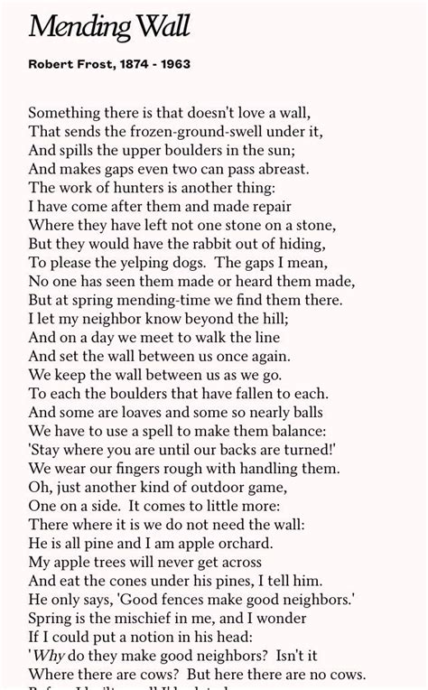 Mending Wall By Robert Frost Neighbor Quotes