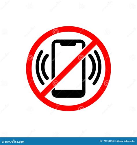 No Cell Phone Icon In Black And Red Forbidden Symbol Simple On