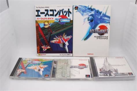 Playstation Ace Combat 1 2 3 3pcs W Guidebook Japan Import Ps1 Namco