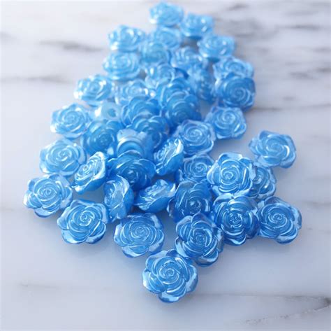 12mm Blue Pearl Rose 20pcs Happy Place Bling
