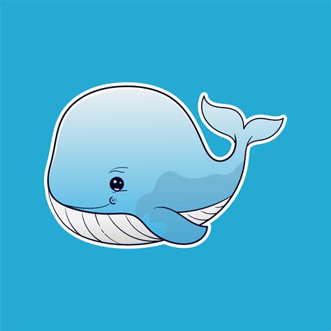 Cute Baby Whale Sealife Animal Cartoon Isolated On White Background