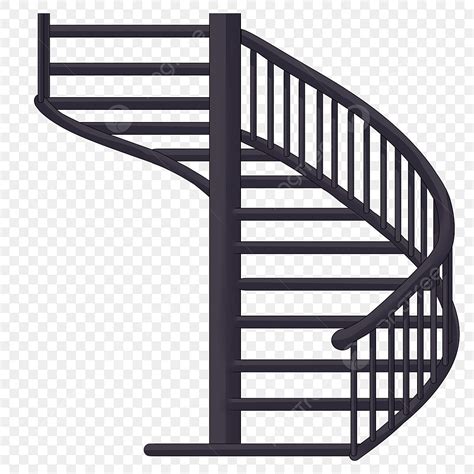Blue Spiral Staircase Illustration Black Ladder Cartoon Staircase