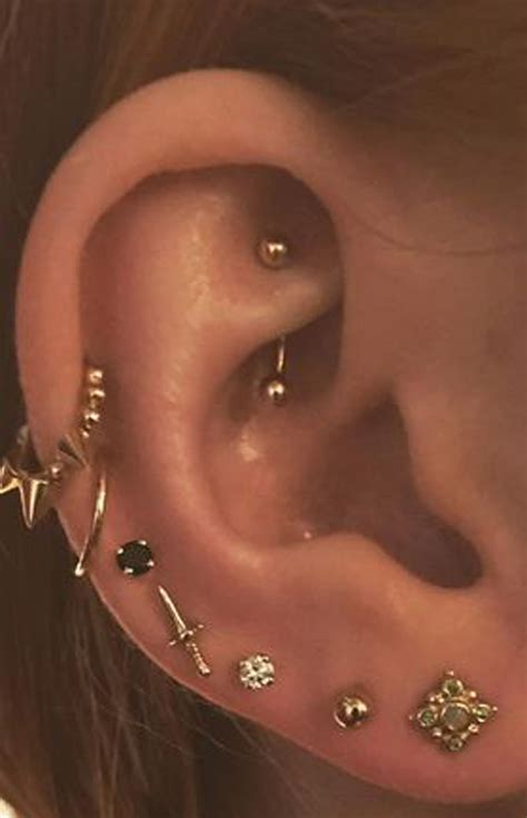 Cute Rook Ear Piercing Ideas For Women All The Way Around Cartilage