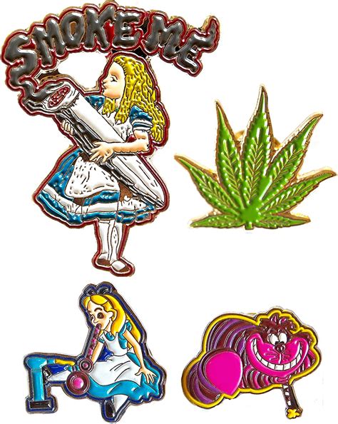 Custom Set Of Four Collectible Heady Smoke Pins 420 Clothing