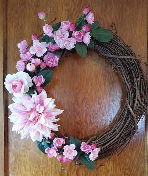 Pink Grapevine Wreath Grapevine Wreath Wreaths Spring Wreath