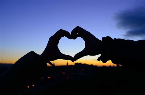 Download Wonderful Silhouette Hands Forming Heart Love Background