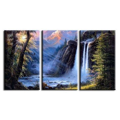 Tall Trees And High Waterfalls Canvas Wall Art Nature Art