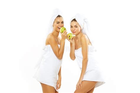Two Happy Teen Girl After Shower Stock Image Image Of Model