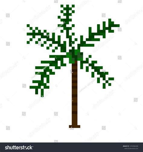Pixel Art Of Palm Tree Royalty Free Stock Vector 1255996390