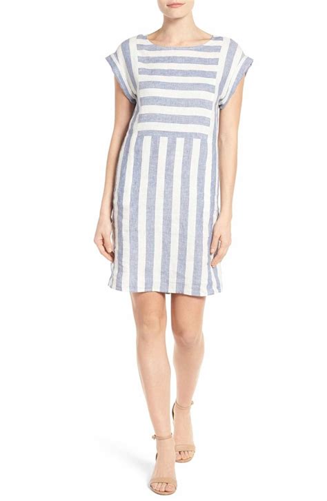 Caslon Stripe Linen Shift Dress Regular Petite Nordstrom Linen