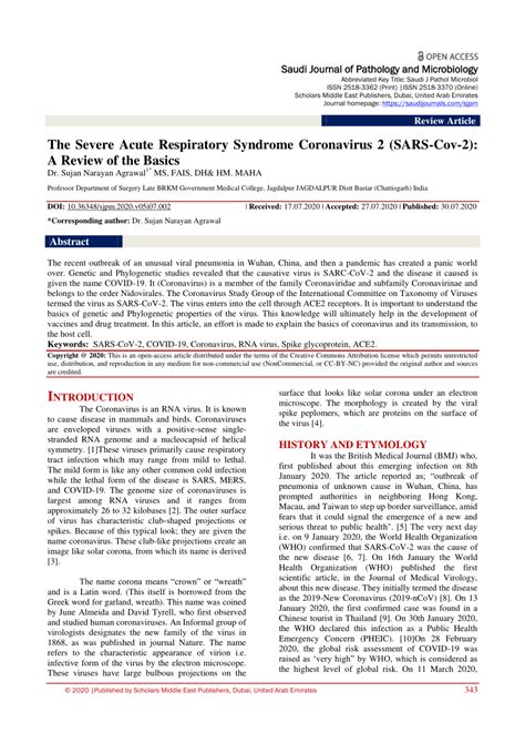 (PDF) The Severe Acute Respiratory Syndrome Coronavirus 2 (SARS-Cov-2 ...