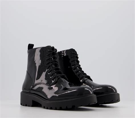 Vagabond Shoemakers Kenova Lace Hiker Boots Black Patent Ankle Boots