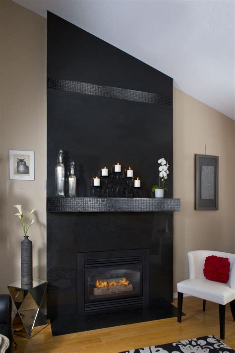 10 Black Tile Fireplace Wall DECOOMO