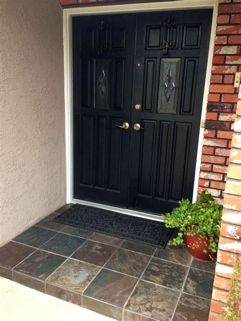 Slate Tile On Front Porch Dresses Up Entry For The Home Pinterest
