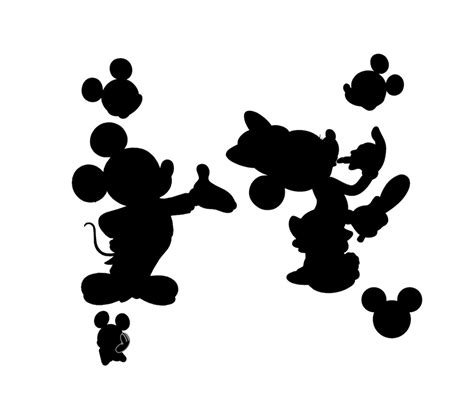 Mickey Mouse Silhouette Digital Clipart Vector Eps Png Files Etsy