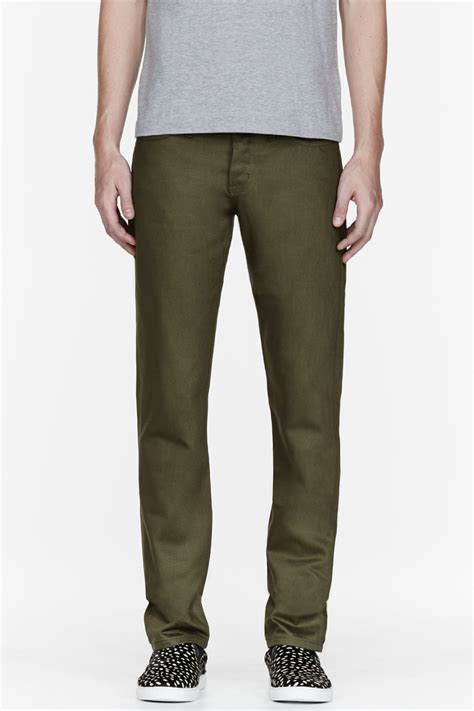 Naked Famous Olive Selvedge Weird Guy Chino Jeans In Green For Men Lyst
