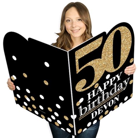 Adult 50th Birthday Gold Happy Birthday Giant Greeting Card