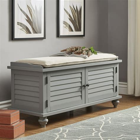 Weston Home Georgia Entryway Storage Bench With Cushion Frost Gray