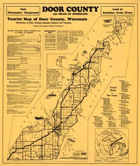 Door County 250 Miles Of Shoreline Tourist Map Of Door County