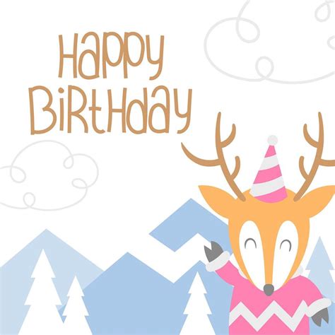 Happy Birthday Animal Deer Cartoon Greeting 541862 Vector Art At Vecteezy