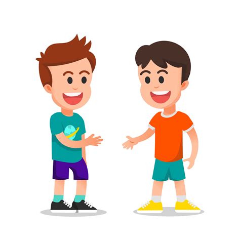 Two Boys Who Were Enjoying Their Conversation 8601994 Vector Art At