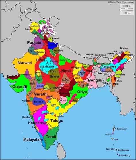 Linguistic Map Of India This Map Shows The Language Spoken By The