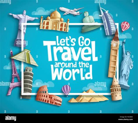 Travel And Tourism Vector Banner Design With Boarder Frame Travel Text