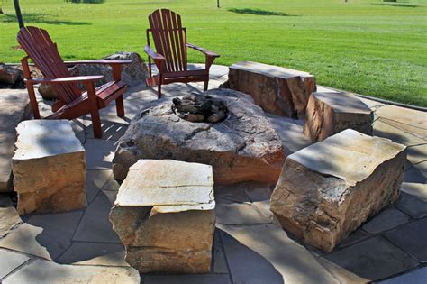 Waterfall And Fire Pit Rustic Patio Denver By Alpine Gardens