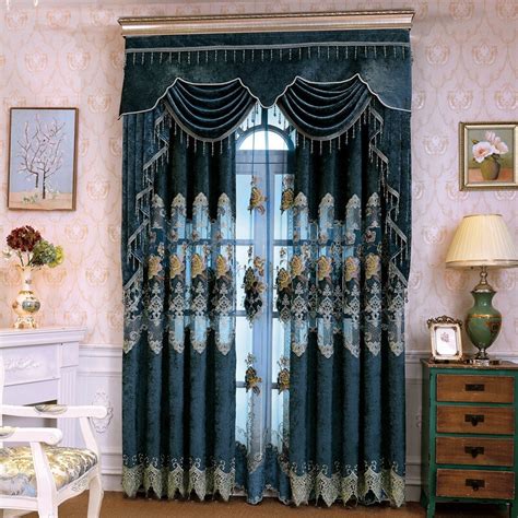Abbiemao European Luxury Style High Grade Embroidery Curtains And Voile