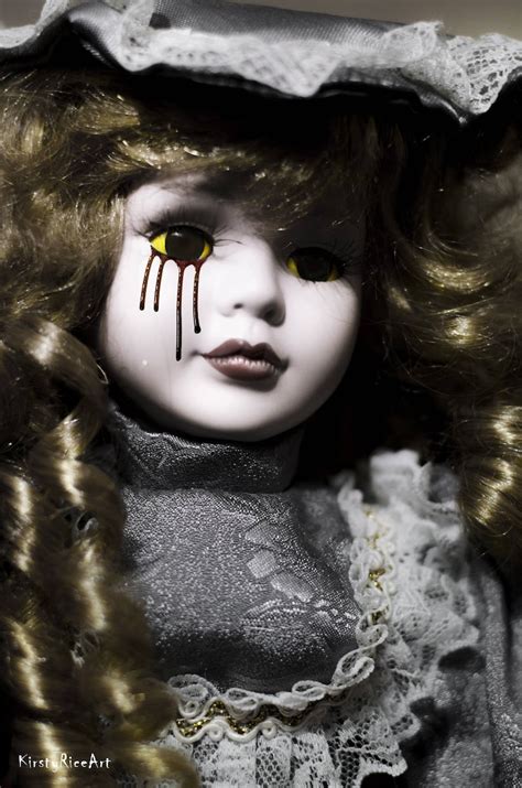 Creepy Doll Art Print Blood Yellow Eyes Demon Haunted Doll Etsy