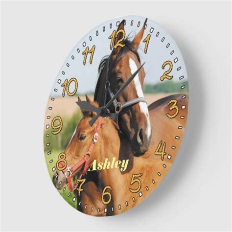 Horse And Foal Personalizable Wall Clock Zazzle