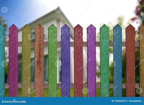 Colorful Fence With Home Background Stock Image Image Of Nature