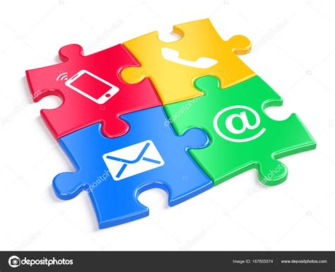 Website Contact Us Concept Colorful Puzzles Witn Contacts Icons 3d