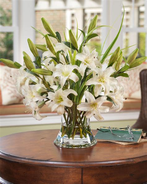 Large Lily Silk Centerpiece White Home Floral Arrangements