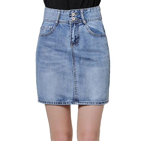 Women Simple Style Summer Short Denim Skirt Plus Size Empire Sexy Jeans Skirts Pockets Casual