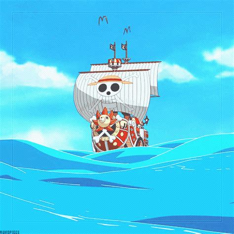 An Animated Image Of A Pirate Ship In The Ocean With Two People On It S