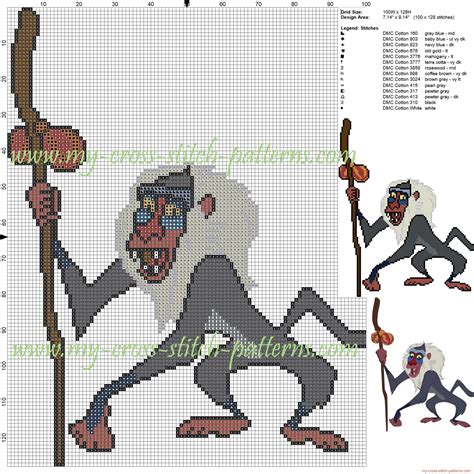 Design sizes are approximately 25w x 100h stitches. Rafiki (The lion king) cross stitch pattern | Punto croce ...