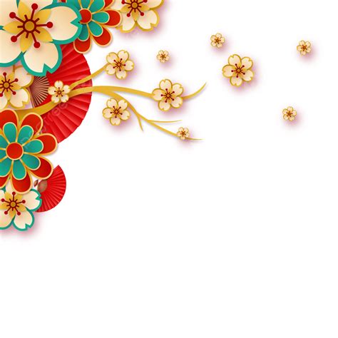 китайское новогоднее цветочное украшение уголка png украшение уголка лунного нового года